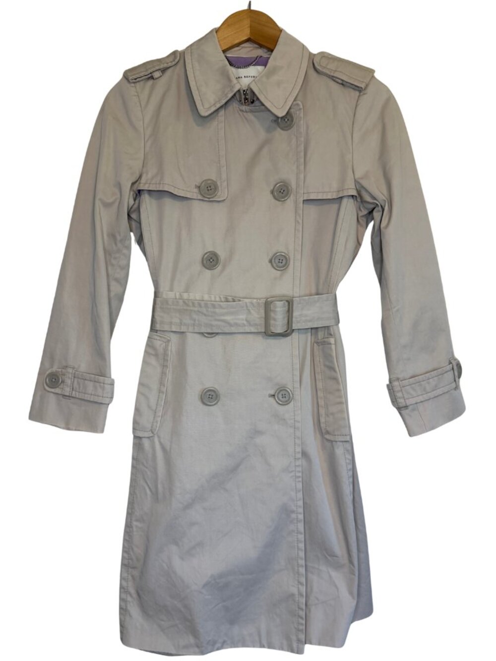 Banana Republic Beige Cream Belted Trench Coat Size S Petite